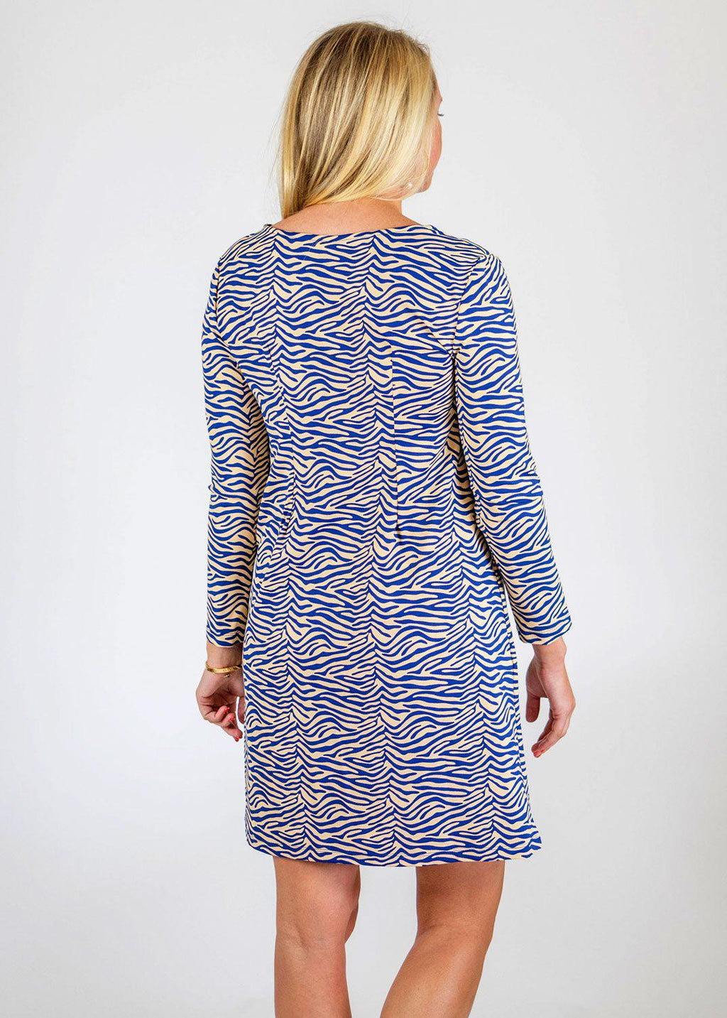 Blue & almond Marina Full Sleeve Dress in a Zebra Print