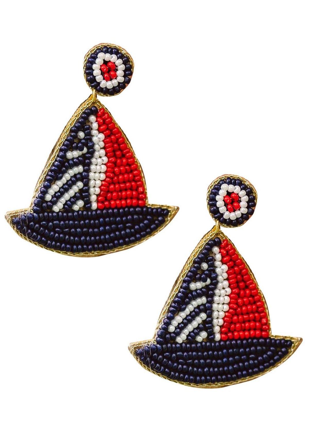Sailboats Red/White/Blue Earrings