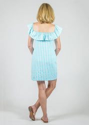 Shoreline Dress Back Gingham Blue Radiance