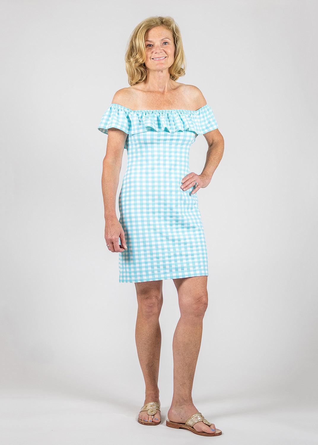 Shoreline Dress Gingham Blue Radiance
