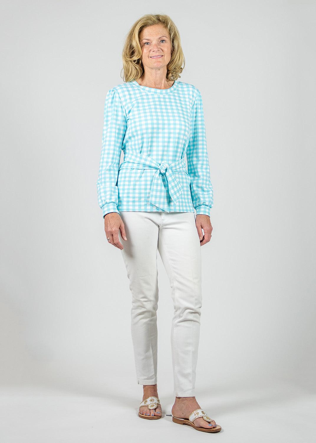 Sydney Top Gingham Blue Radiance