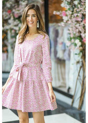 Valerie Dress - Tiny Floral Pink/Green - FINAL SALE